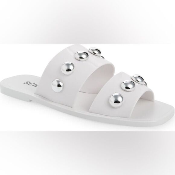 NWOB Schutz | Women’s White Silver Embellishment Lizzie Slide Sandal 8‎ - Picture 2 of 8